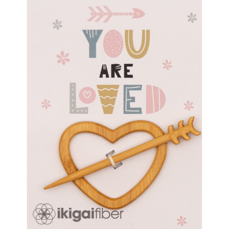 Ikigai Fiber Wood Shawl Pin (You are Loved)