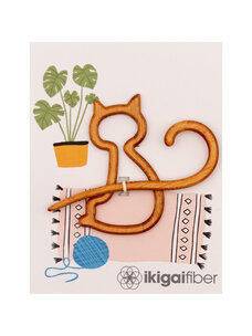 Ikigai Fiber Wood Shawl Pin (House Cat)