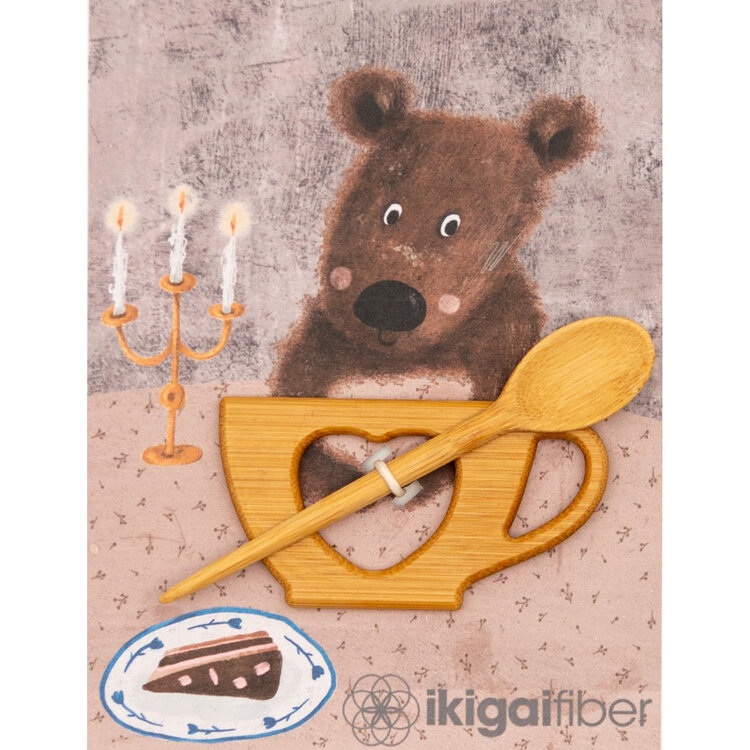 Ikigai Fiber Wood Shawl Pin (Tea Party)