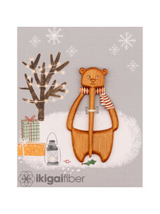 Ikigai Fiber Wood Shawl Pin (Scarf Bear)