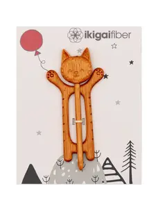 Ikigai Fiber Wood Shawl Pin (Happy Cat)