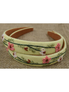 Quince Fables Floral Embroidered Headband (Mustard Yellow)