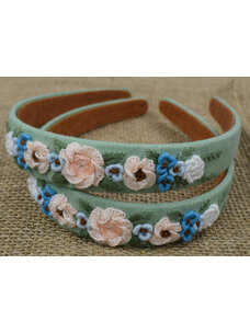 Quince Fables Floral Embroidered Charlotte Headband (Sage Green)