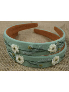 Quince Fables Floral Embroidered Headband (Leaf)