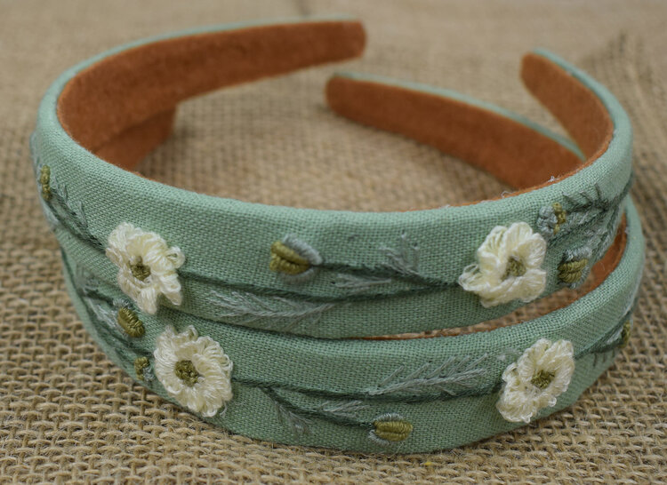Quince Fables Floral Embroidered Headband (Leaf)