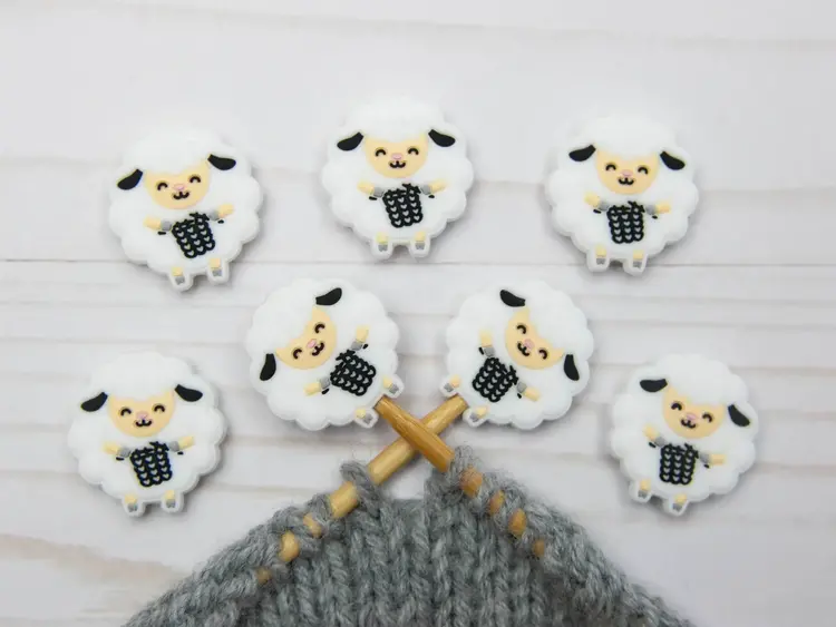 Fox & Pine Stitches White Knitting Sheep Stitch Stoppers
