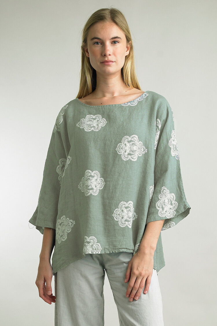Tempo Paris Printed Linen Top