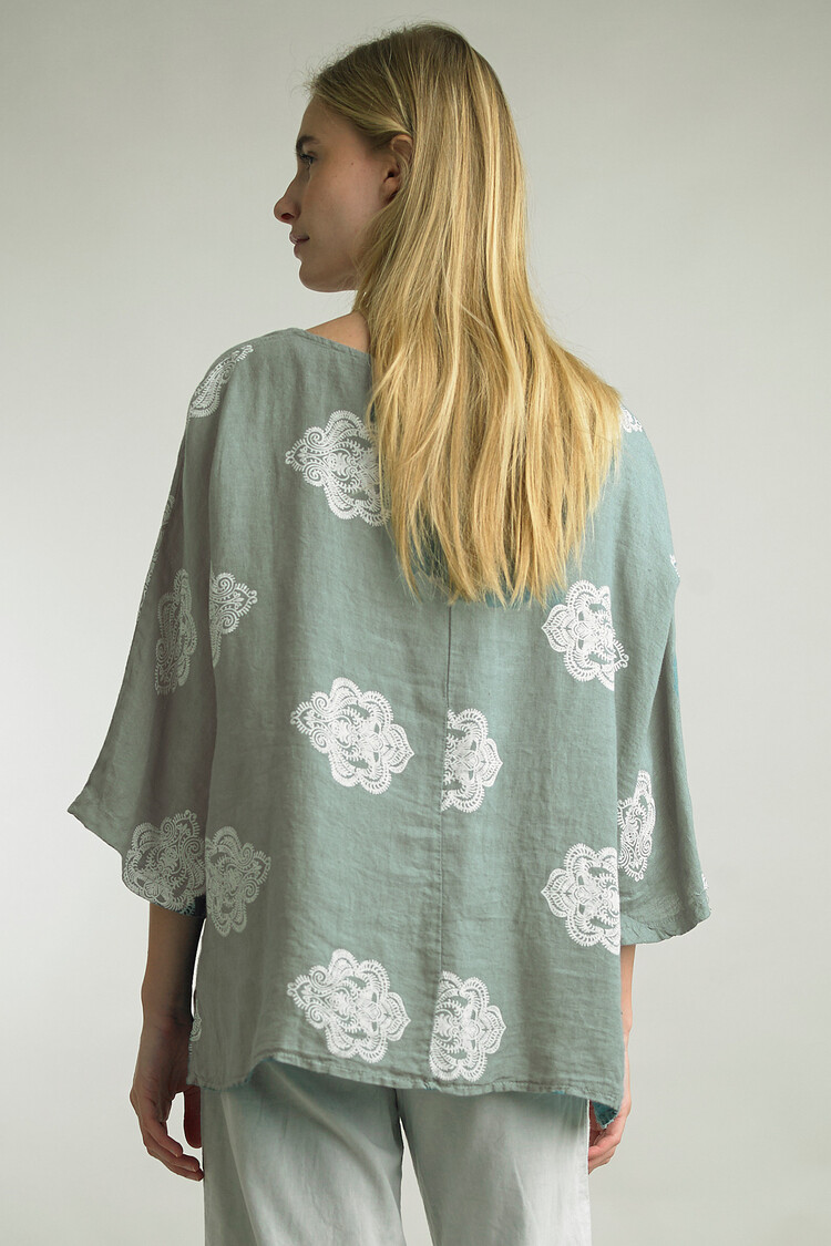 Tempo Paris Printed Linen Top