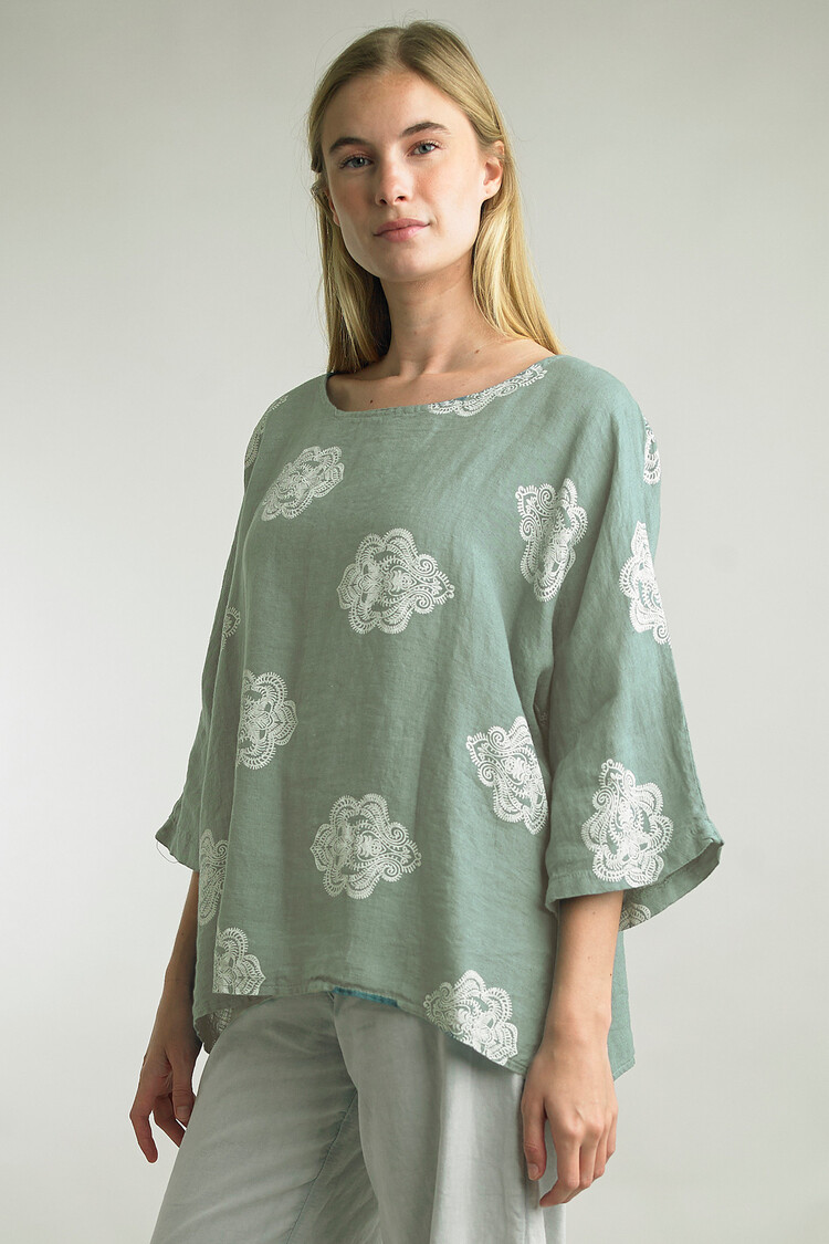Tempo Paris Printed Linen Top