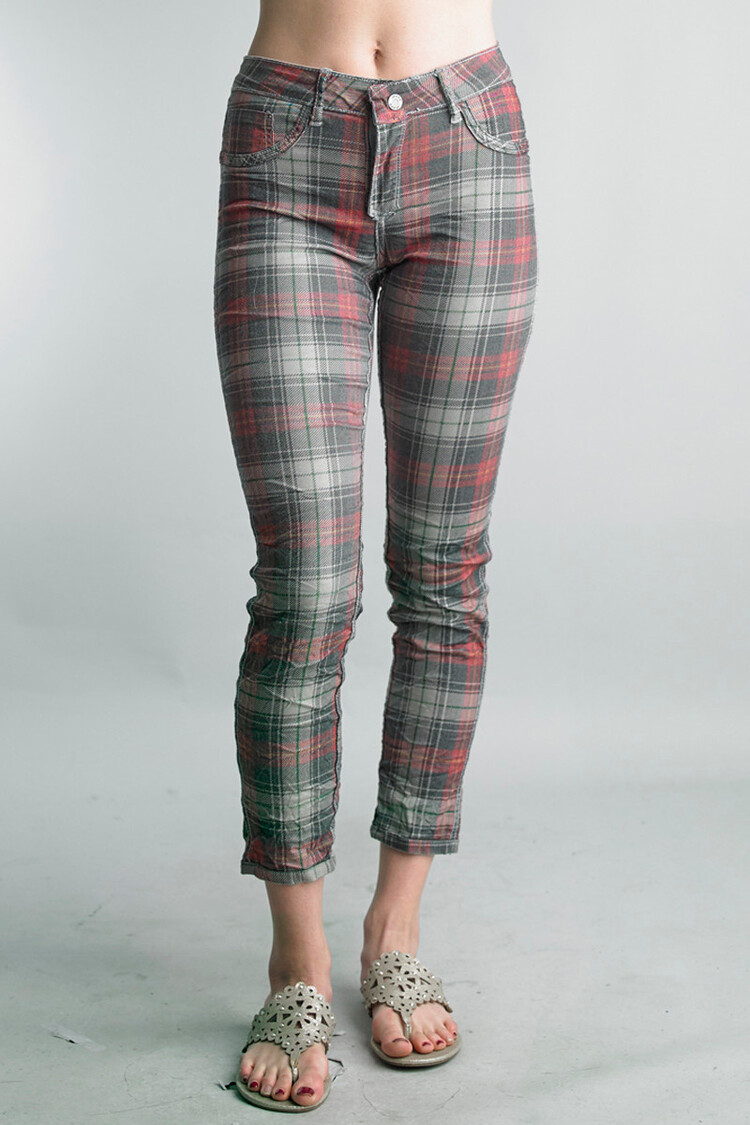Tempo Paris Plaid Reversible Pants (Gray)