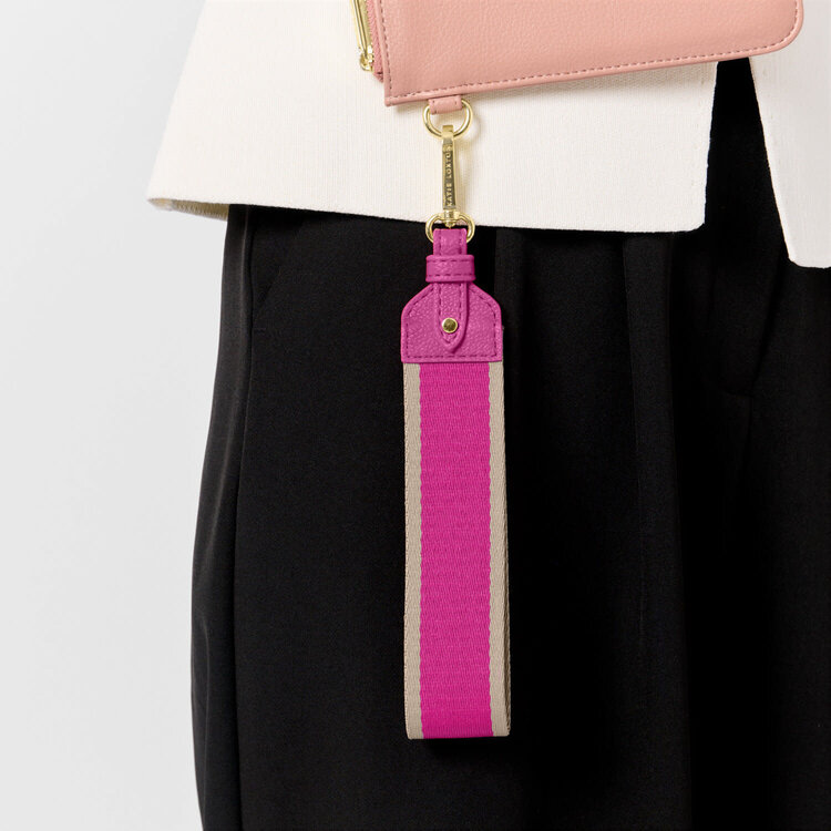 Katie Loxton Canvas Wristlet Strap (Magenta Stripe)