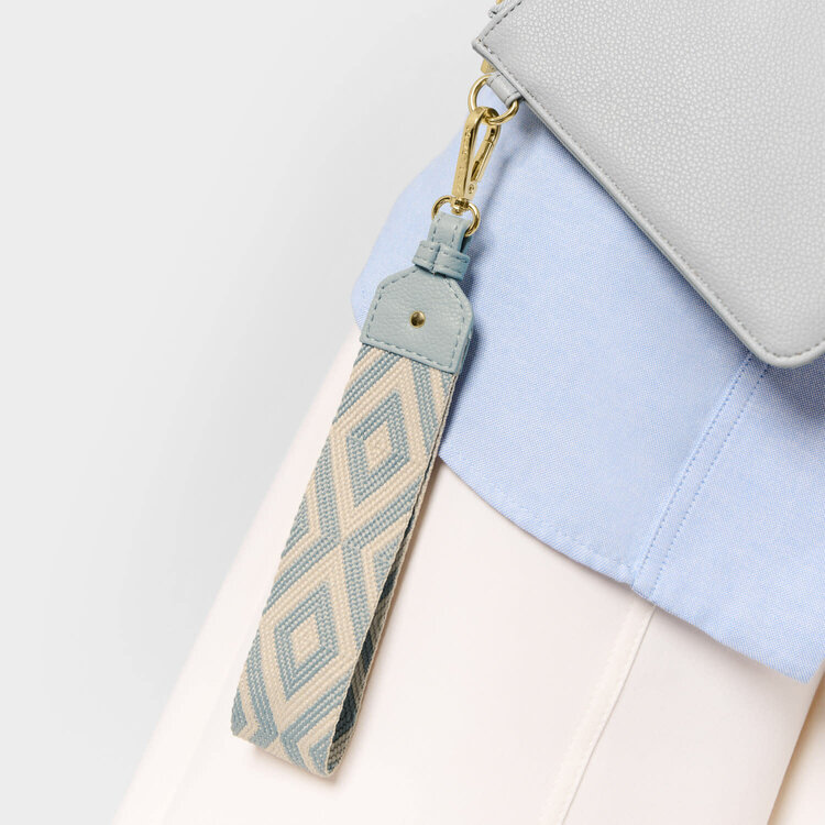Katie Loxton Canvas Wristlet Strap (Duck Egg Chevron)