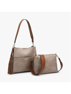 Jen & Co. Lyla Bucket Bag (Warm Grey/Brown)
