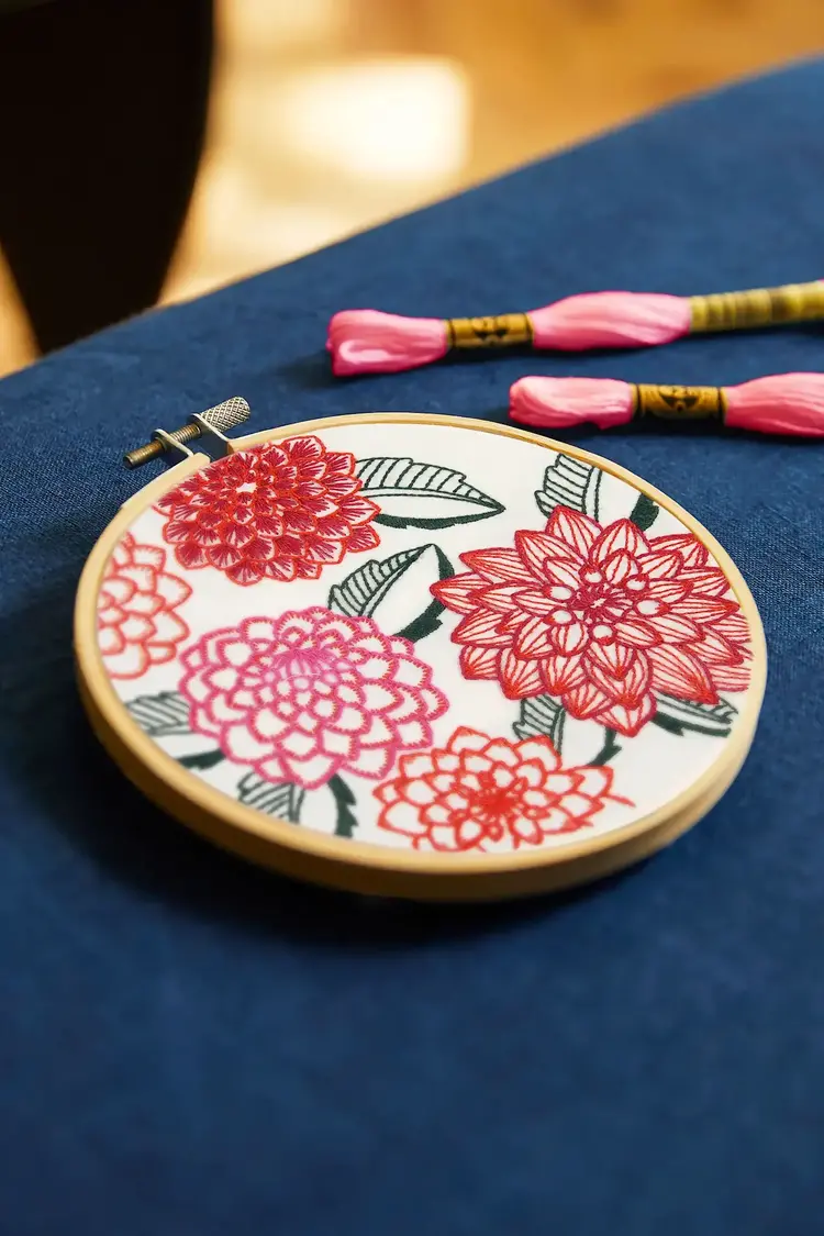 DMC Dahlias Embroidery Kit