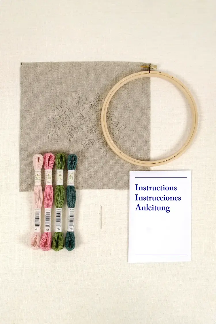 DMC Indigo Flowers Embroidery Kit