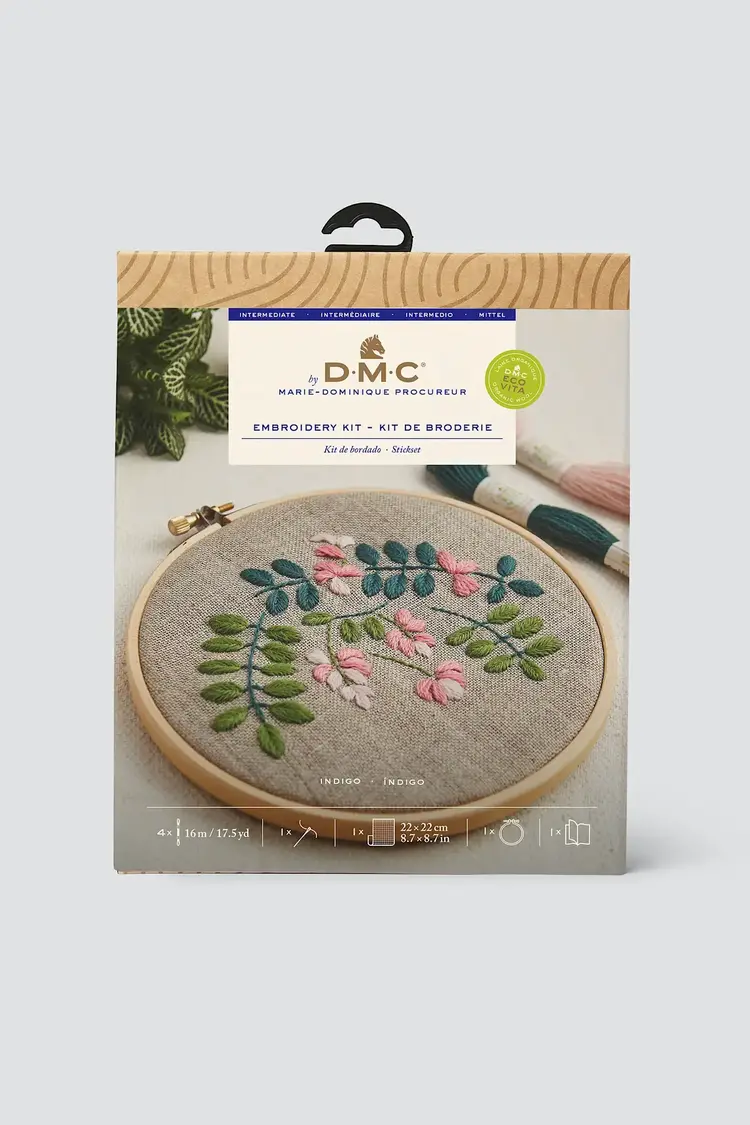 DMC Indigo Flowers Embroidery Kit