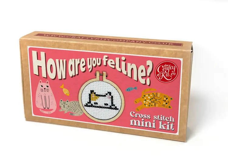 The Crafty Kit Company 'How Are You Feline?' Mini Matchbox Cross Stitch Kit