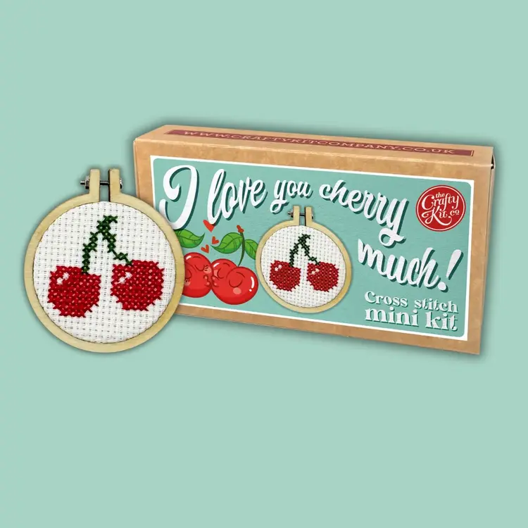 The Crafty Kit Company 'I Love You Cherry Much' Mini Matchbox Cross Stitch Kit