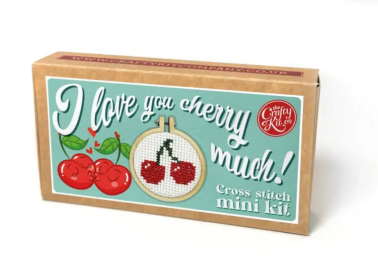 The Crafty Kit Company 'I Love You Cherry Much' Mini Matchbox Cross Stitch Kit