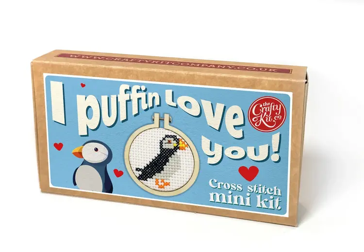 The Crafty Kit Company 'I Puffin Love You' Mini Matchbox Cross Stitch Kit