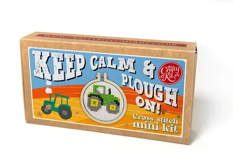 The Crafty Kit Company 'Keep Calm and Plough On!' Mini Matchbox Cross Stitch Kit