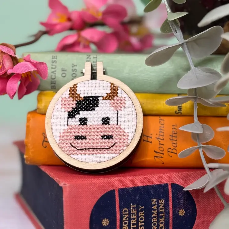 The Crafty Kit Company 'Moody Cow' Mini Matchbox Cross Stitch Kit