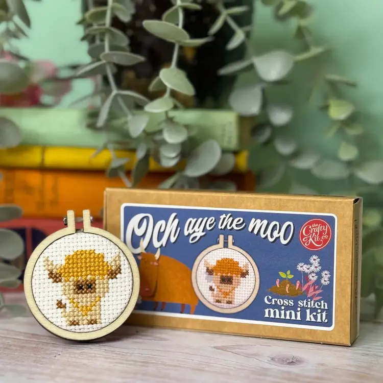 The Crafty Kit Company 'Och Aye the Moo!' Mini Matchbox Cross Stitch Kit