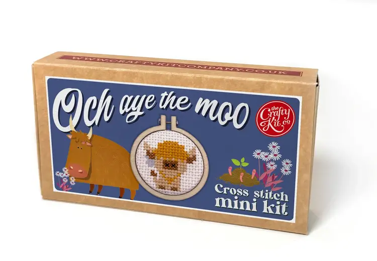 The Crafty Kit Company 'Och Aye the Moo!' Mini Matchbox Cross Stitch Kit