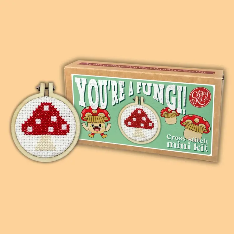 The Crafty Kit Company 'You're a Fungi!' Mini Matchbox Cross Stitch Kit