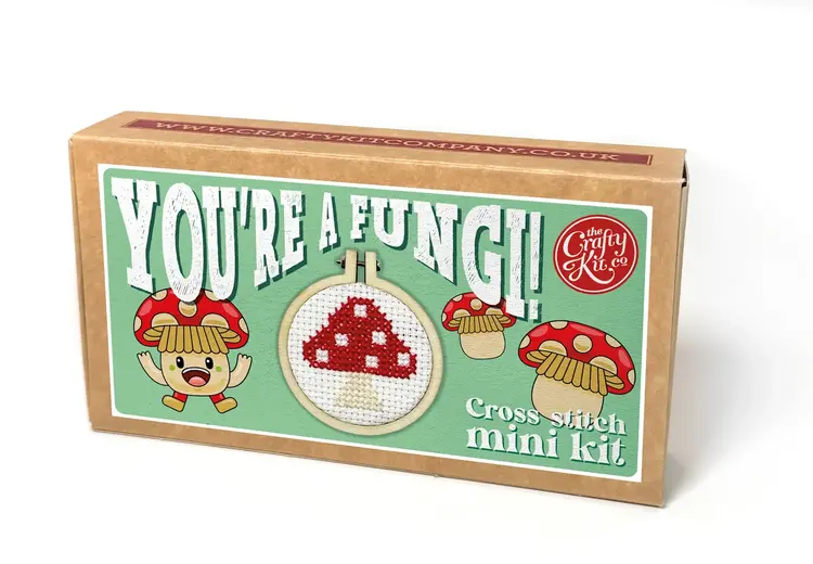 The Crafty Kit Company 'You're a Fungi!' Mini Matchbox Cross Stitch Kit
