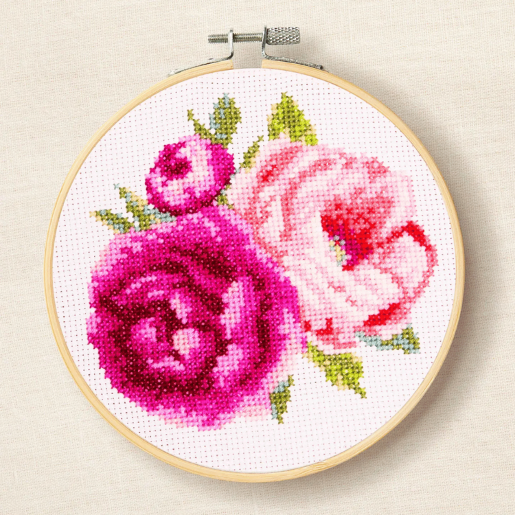 DMC Pink Peonies Cross Stitch Kit