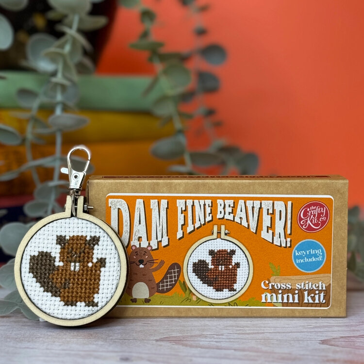 The Crafty Kit Company Dam Fine Beaver! Mini Matchbox Cross Stitch Kit