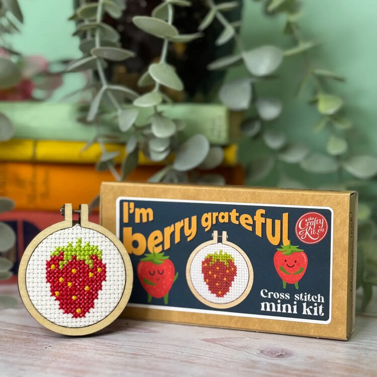 The Crafty Kit Company 'I'm Berry Grateful!' Mini Matchbox Cross Stitch Kit