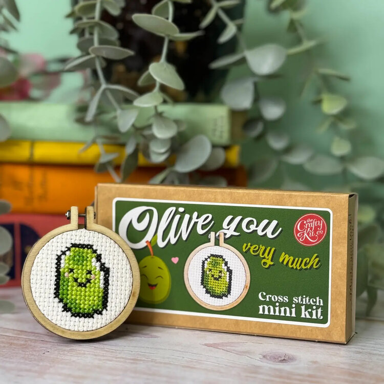 The Crafty Kit Company 'Olive You Very Much!' Mini Matchbox Cross Stitch Kit