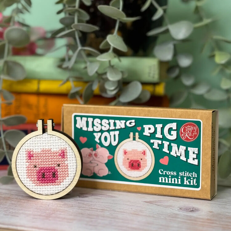 The Crafty Kit Company 'Missing You Pig Time!' Mini Matchbox Cross Stitch Kit