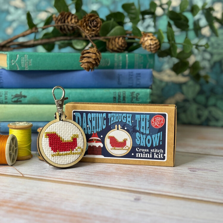 The Crafty Kit Company Sleigh Mini Matchbox Cross Stitch Kit