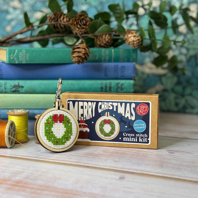 The Crafty Kit Company Wreath Mini Matchbox Cross Stitch Kit