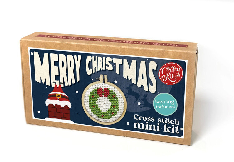The Crafty Kit Company Wreath Mini Matchbox Cross Stitch Kit