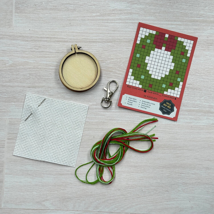The Crafty Kit Company Wreath Mini Matchbox Cross Stitch Kit