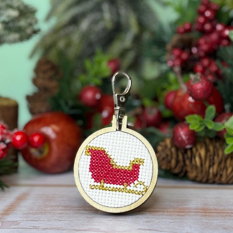 The Crafty Kit Company Sleigh Mini Matchbox Cross Stitch Kit