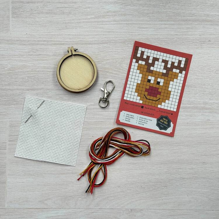 The Crafty Kit Company Rudolph Mini Matchbox Cross Stitch Kit