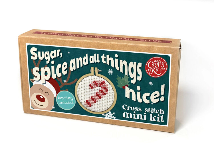 The Crafty Kit Company Candy Cane Mini Matchbox Cross Stitch Kit