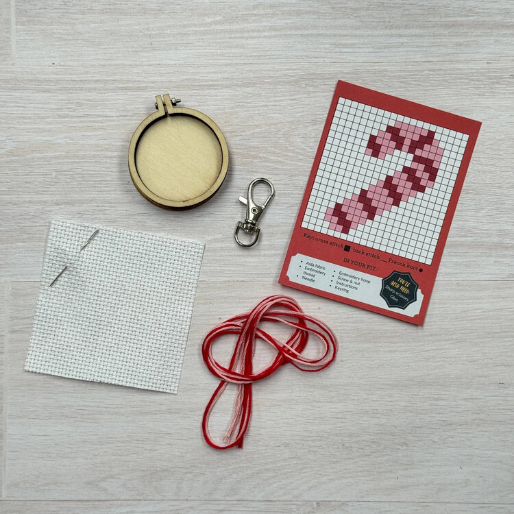 The Crafty Kit Company Candy Cane Mini Matchbox Cross Stitch Kit