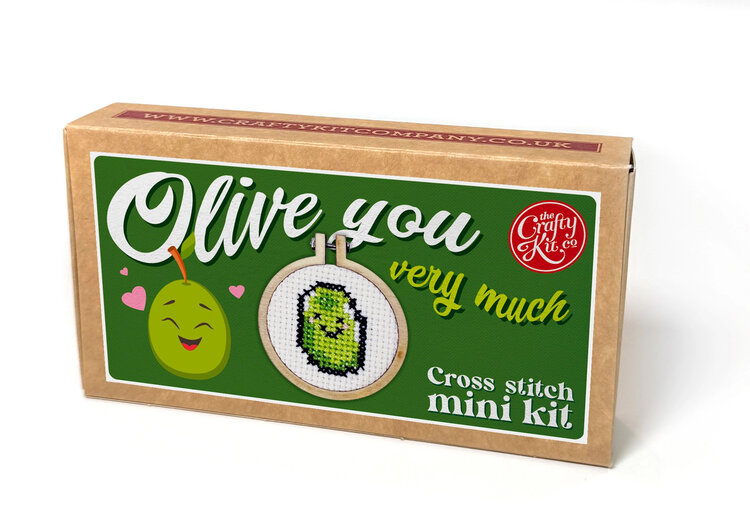 The Crafty Kit Company 'Olive You Very Much!' Mini Matchbox Cross Stitch Kit