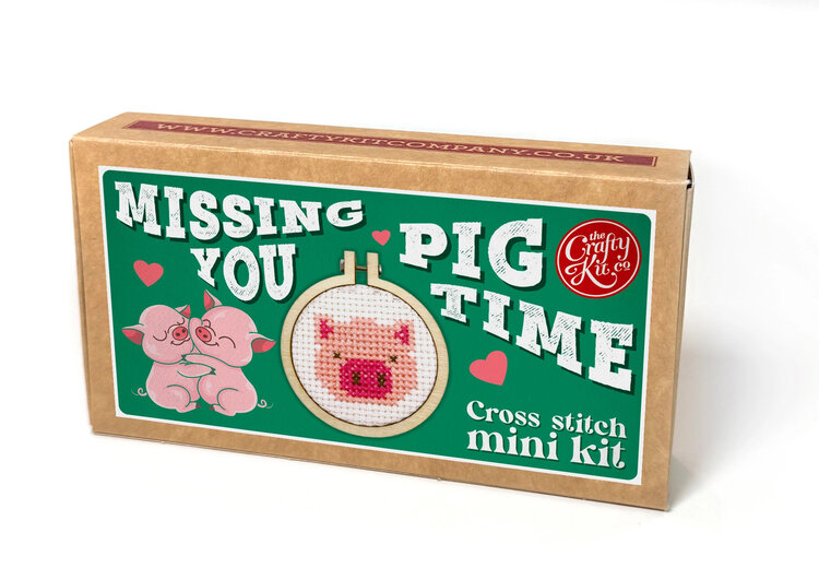 The Crafty Kit Company 'Missing You Pig Time!' Mini Matchbox Cross Stitch Kit