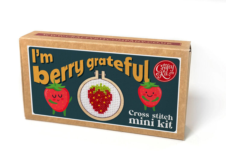 The Crafty Kit Company 'I'm Berry Grateful!' Mini Matchbox Cross Stitch Kit