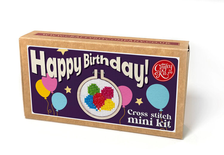 The Crafty Kit Company 'Happy Birthday!' Mini Matchbox Cross Stitch Kit