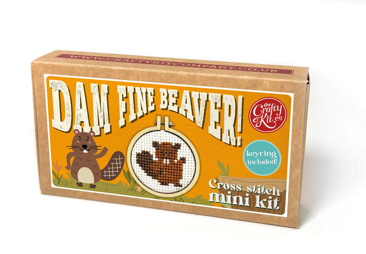 The Crafty Kit Company Dam Fine Beaver! Mini Matchbox Cross Stitch Kit