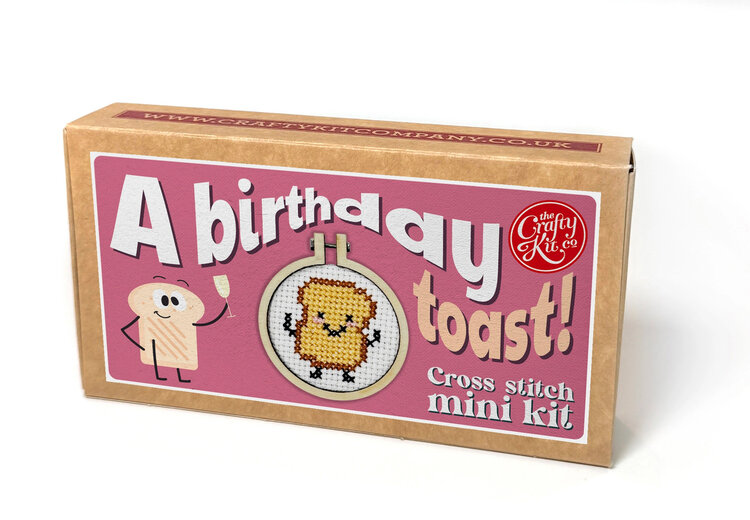 The Crafty Kit Company 'A Birthday Toast!' Mini Matchbox Cross Stitch Kit