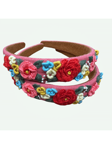 Quince Fables 3D Floral Embroidered Headband (Pink)